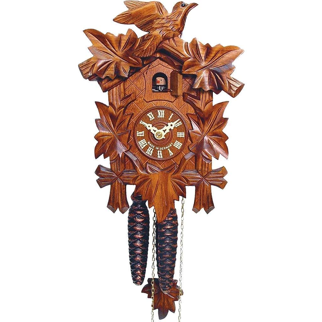 Cuckoo Clock - Sternreiter Bird And Leaf Black Forest Mechanical Cuckoo Clock #1200, Linden Wood