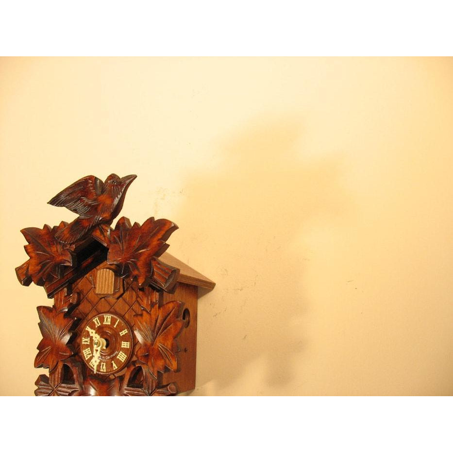 Sternreiter Bird and Leaf Black Forest Mechanical Cuckoo Clock #1200, Linden Wood