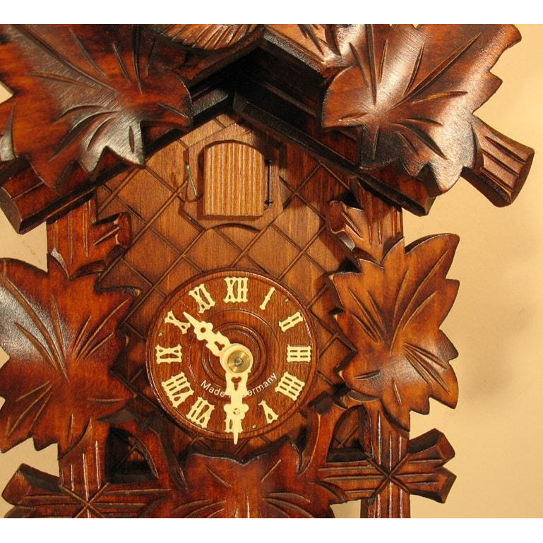 Sternreiter Bird and Leaf Black Forest Mechanical Cuckoo Clock #1200, Linden Wood