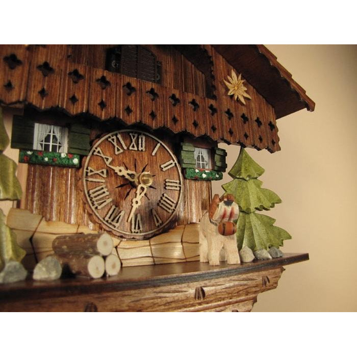 Sternreiter Edelweiss Chalet Black Forest Quartz Cuckoo Clock #1316QM