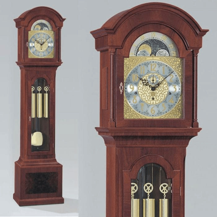 Floor Clock / Grandfather Clock - Kieninger 0105-31-02 Snowden Floor Clock, Triple Chimes, 8-Day, Moonphase, Mahogany