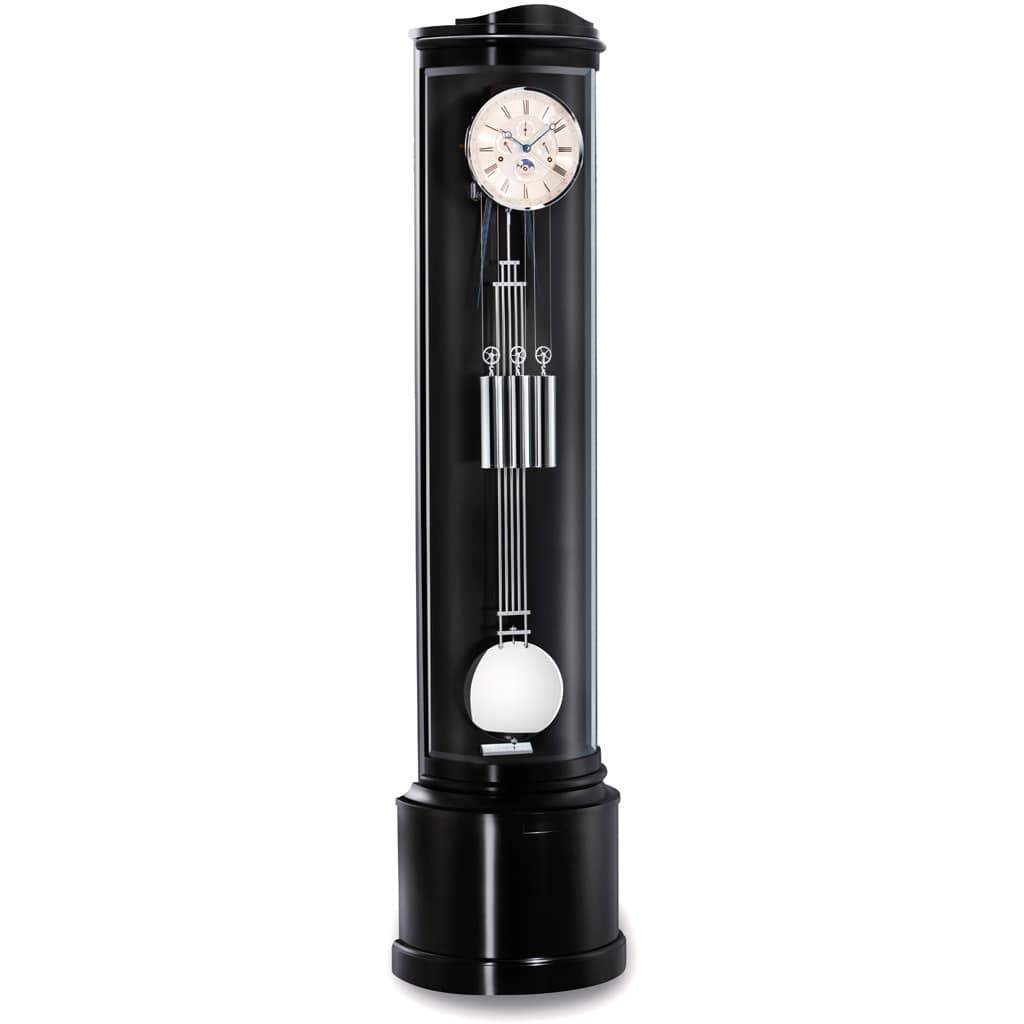 Floor Clock / Grandfather Clock - Kieninger 0111-96-03 Curved Glass Floor Clock In Black Piano, Ltd 250