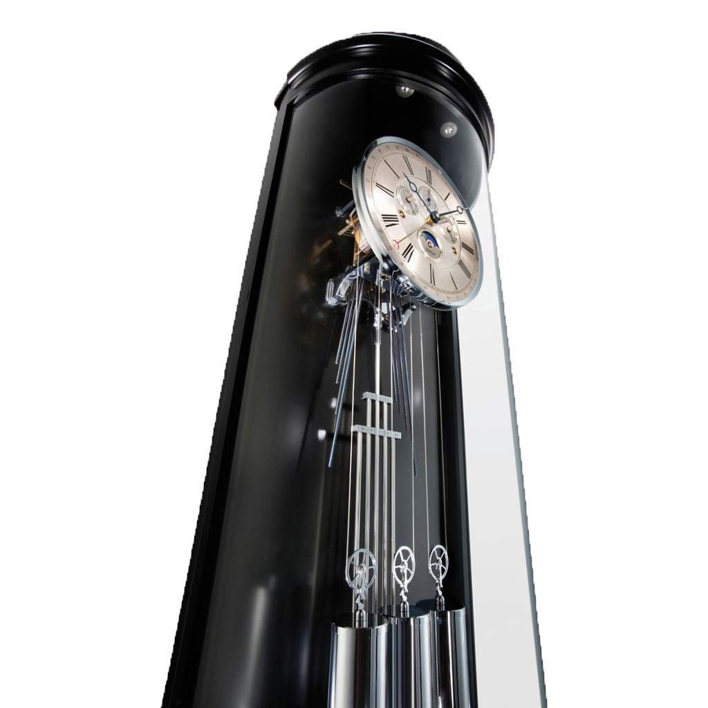 Floor Clock / Grandfather Clock - Kieninger 0111-96-03 Curved Glass Floor Clock In Black Piano, Ltd 250