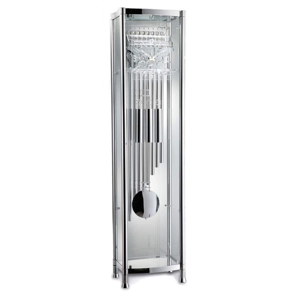Floor Clock / Grandfather Clock - Kieninger 0126-02-01 Glass & Chrome Floor Clock With Tubular Triple Chimes, Ltd