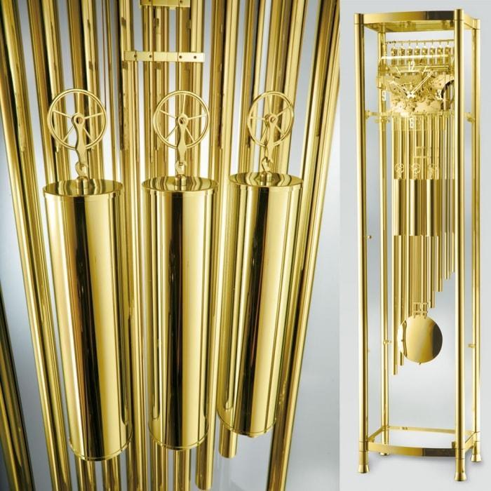 Floor Clock / Grandfather Clock - Kieninger 0126-02-01 Glass & Gold Floor Clock, Triple Chimes, 9 Bells, Ltd.