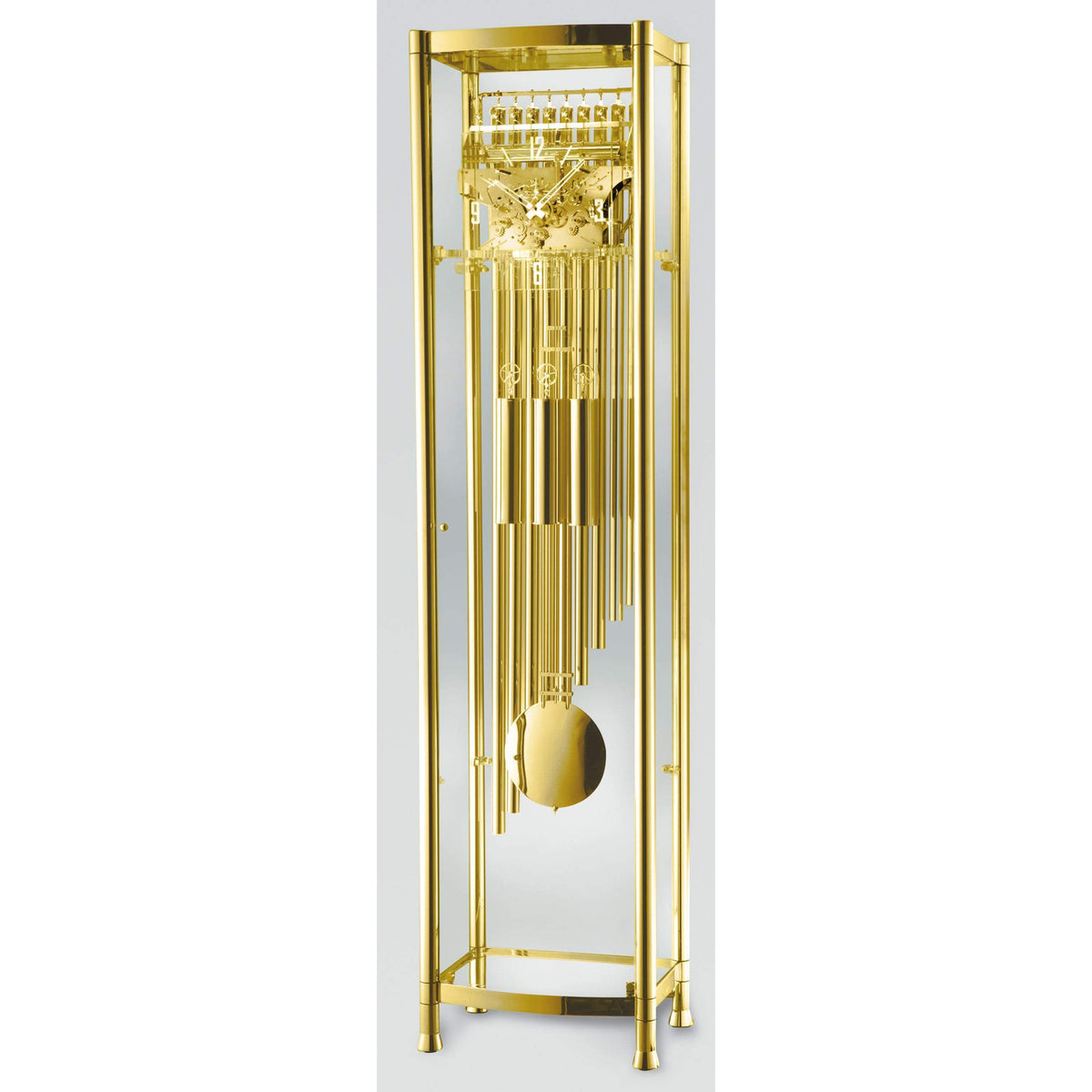Kieninger 0126-02-01 Glass & Gold Floor Clock, Triple Chimes, 9 Bells, Ltd.