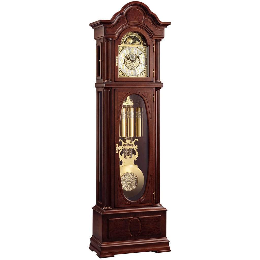 Floor Clock / Grandfather Clock - Kieninger 0129-23-01 Floor Clock, Traditional, Oval Glass, Sculpted Dial And Pendulum, Triple Chime