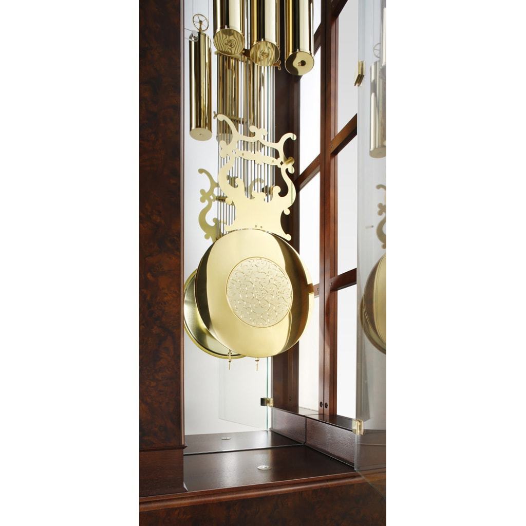 Floor Clock / Grandfather Clock - Kieninger 0135-23-01 Curved Glass Curio Floor Clock, Triple Chimes, 12-Rods, Walnut