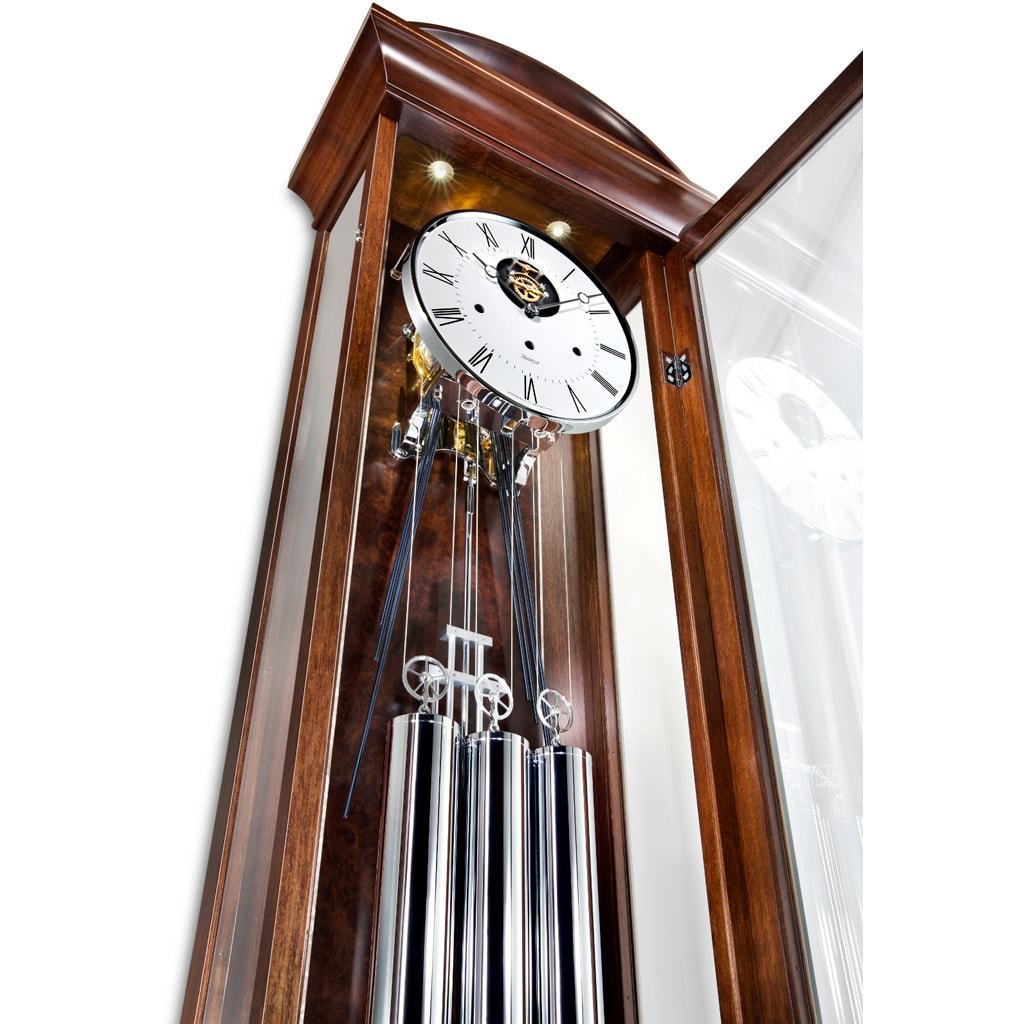 Floor Clock / Grandfather Clock - Kieninger 0142-22-02 Josephine Floor Regulator Clock, Westminster Chimes, Walnut & Mother Of Pearl