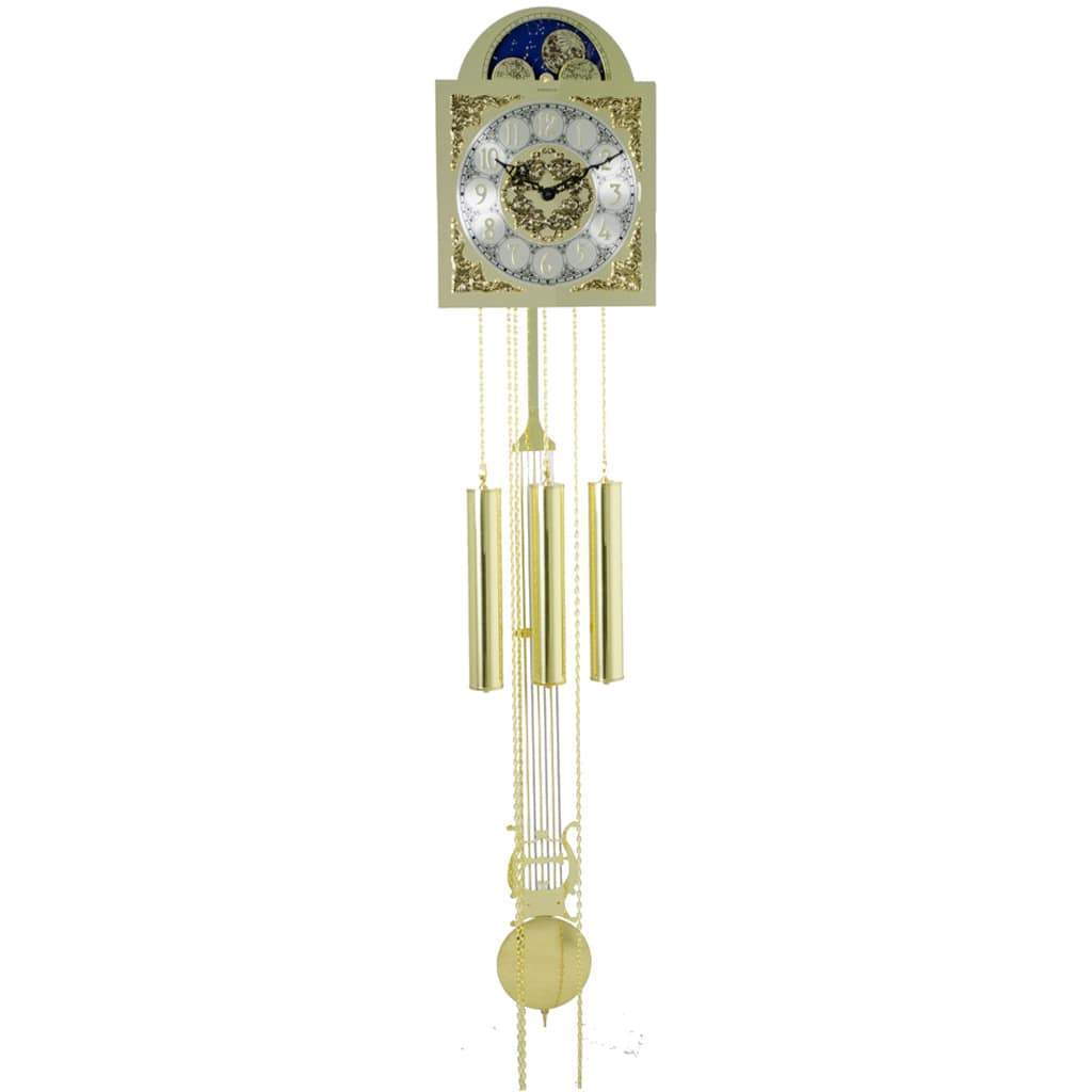 Kit - Hermle 451 Chain Operated Movement/clockworks DIY Kit, Moon Dial, Polished Lyre Pendulum With 4 1/2" Bob Model ZEMP002