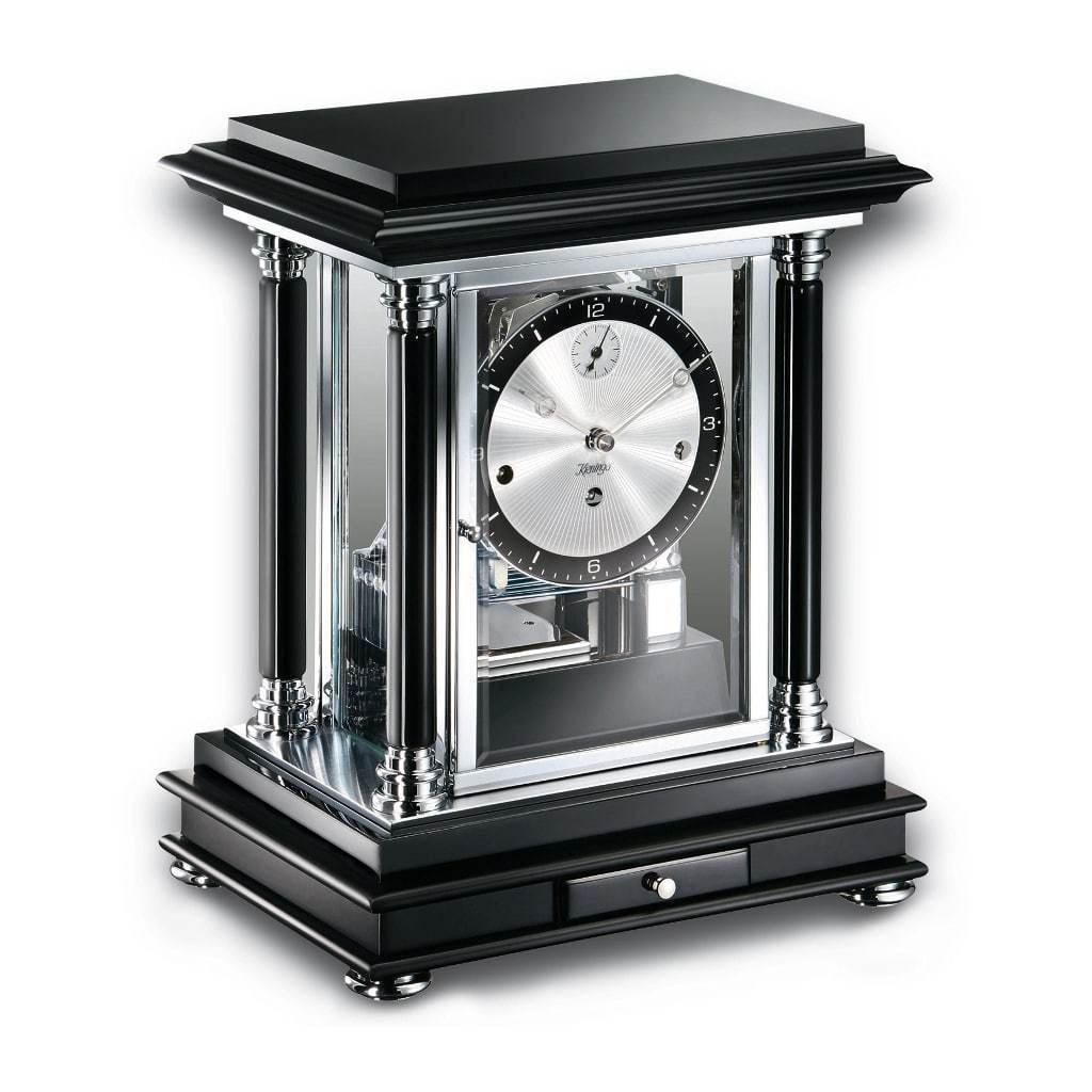Mantel / Mantle / Table Clock - Kieninger 1246-82-02 ARTEMIS Classical Mantel Clock In Piano Black With Silver Dial