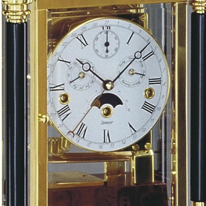 Mantel / Mantle / Table Clock - Kieninger 1246-82-02 ARTEMIS Classical Mantel Clock With Calendar And Moonphase In Burl Walnut