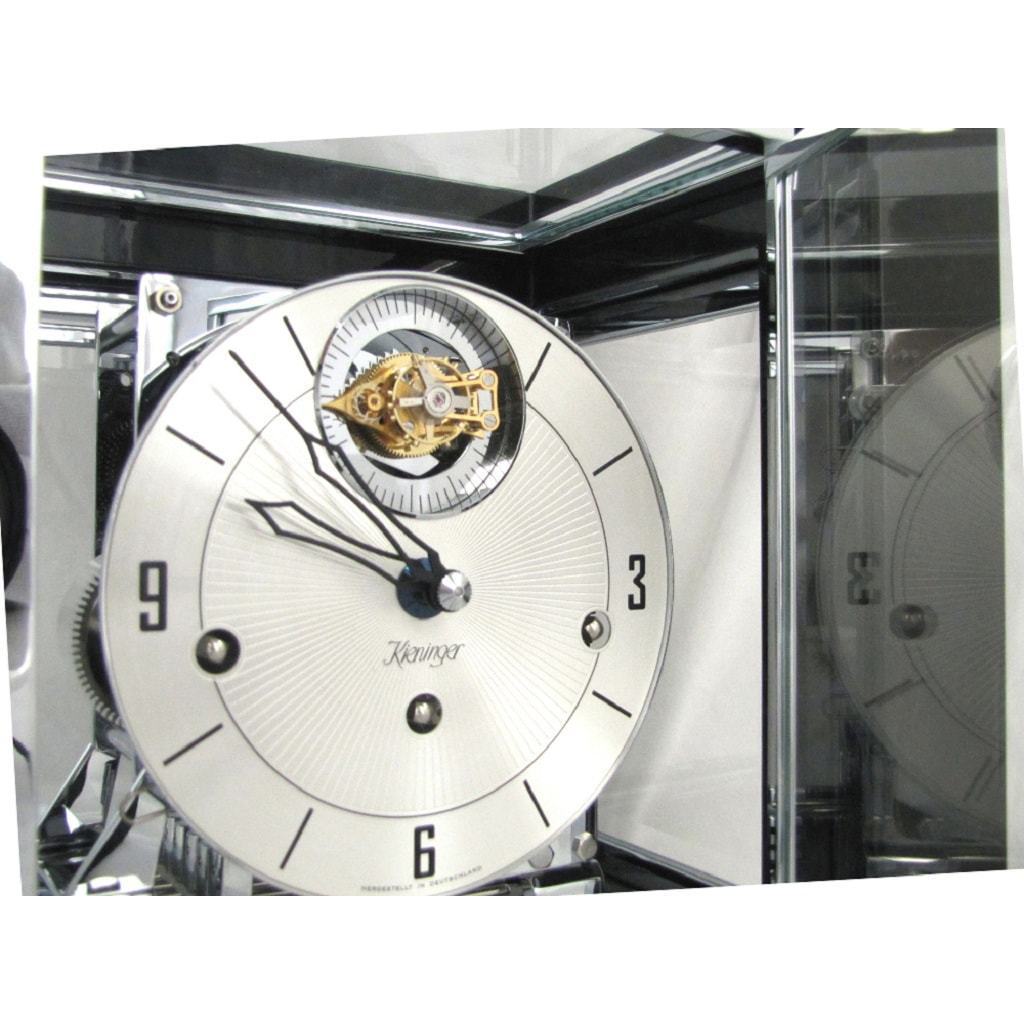 Mantel / Mantle / Table Clock - Kieninger 1266-96-04 Limited 100 Edition TETRIKA TOURBILLON DESIGN-CUBE, Black Piano Finish