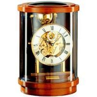 Mantel / Mantle / Table Clock - Kieninger 1711-41-01 AKUATA Round Design Mantel Clock With Triple Chimes On 9 Diamind-Cut Nested Bells In Walnut And Brass