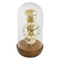 Modern Design Mantel Clocks - Hermle BRONX Mantel Clock With Glass Dome #23018160791, Light Cherry