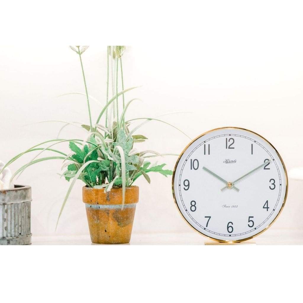 Modern Design Mantel Clocks - Hermle FREMONT Quartz Table / Desk Clock 22986002100, Brass