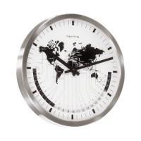 Wall Clock - Hermle AIRPORT World Time Quartz Wall Clock 30504002100, Nickel Finish