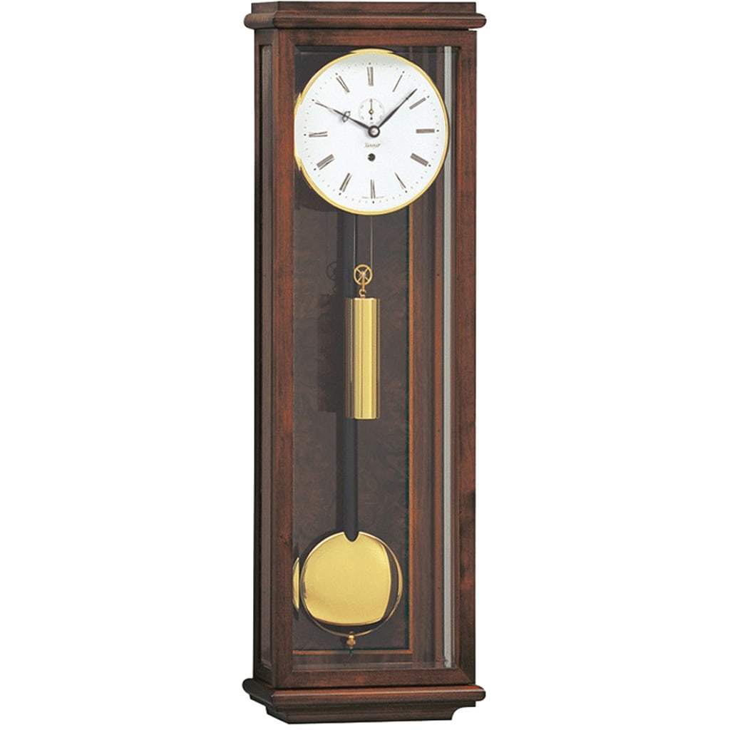 Wall Clock / Regulator - Kieninger Amalie 2851-23-01 Flat Mini Weight Regulator, Walnut & Brass