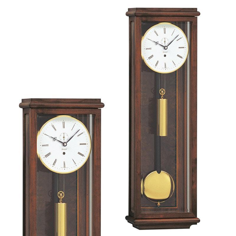 Wall Clock / Regulator - Kieninger Amalie 2851-23-01 Flat Mini Weight Regulator, Walnut & Brass