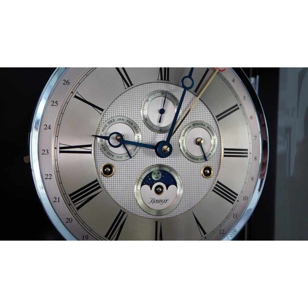 Kieninger Charleston 2547-22-01 Weight Regulator Wall Clock, Calendar, Moonphase, Gong Strike, Walnut