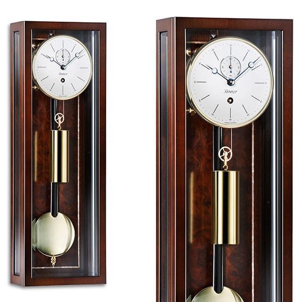 Wall Clock / Regulator - Kieninger Month Runner Micronis 2806-22-03 Mini Regulator Wall Clock, Walnut