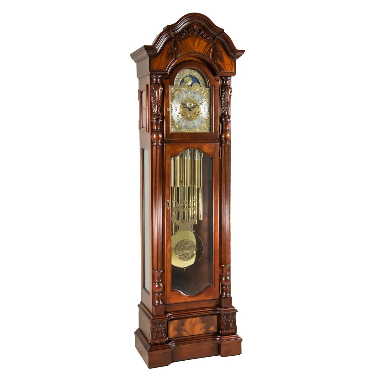 Hermle ANSTEAD Tubular Triple Chime Grandfather Clock, HNA010953N91171T, Cherry