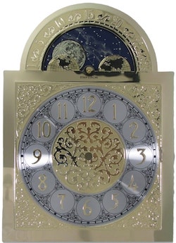 Hermle 451 MoonPhase Grandfather Clock Dial, Low Arch