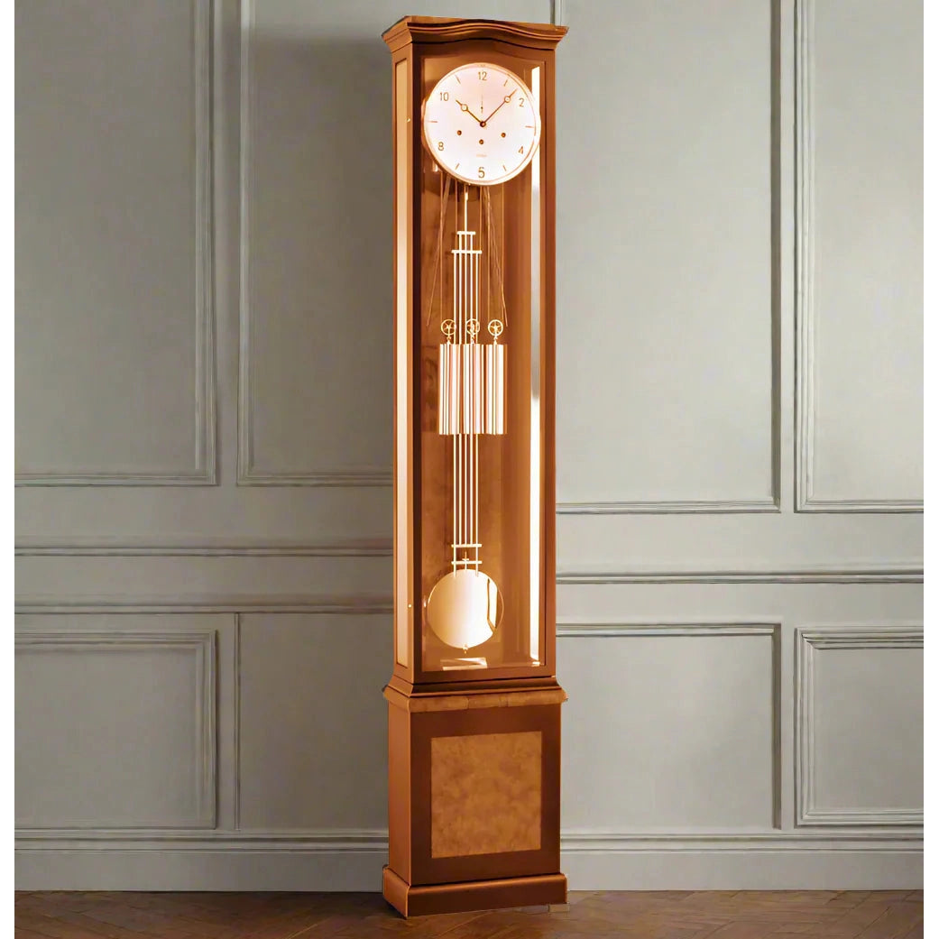 Kieninger BIG DATE Floor Clock, Natural Cherry, Burl Finish, Westminster Chime #01934101