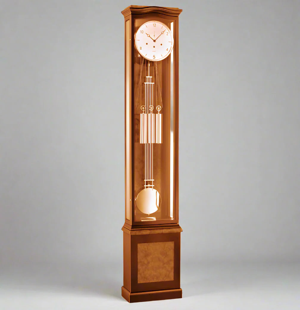 Kieninger BIG DATE Floor Clock, Natural Cherry, Burl Finish, Westminster Chime #01934101