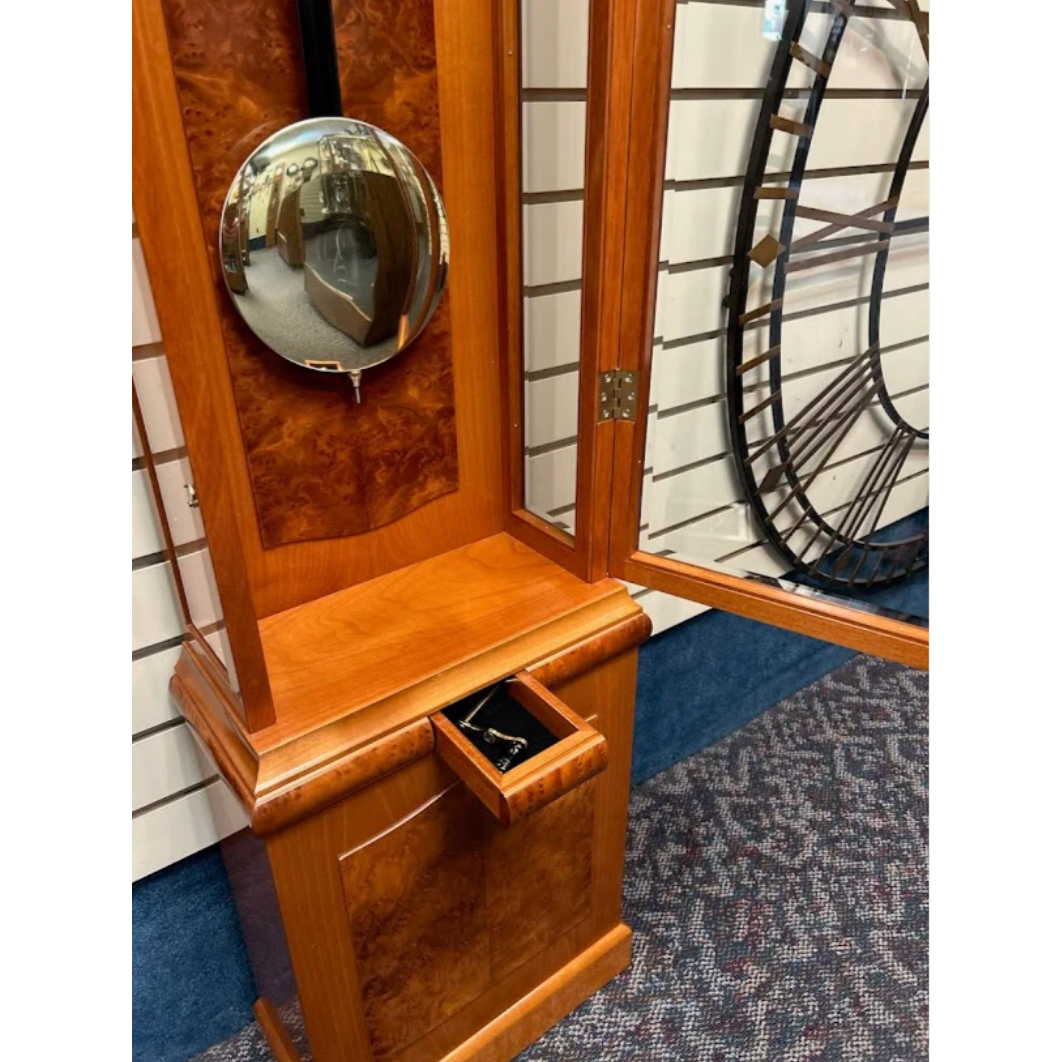 Kieninger BIG DATE Floor Clock, Natural Cherry, Burl Finish, Westminster Chime #01934101