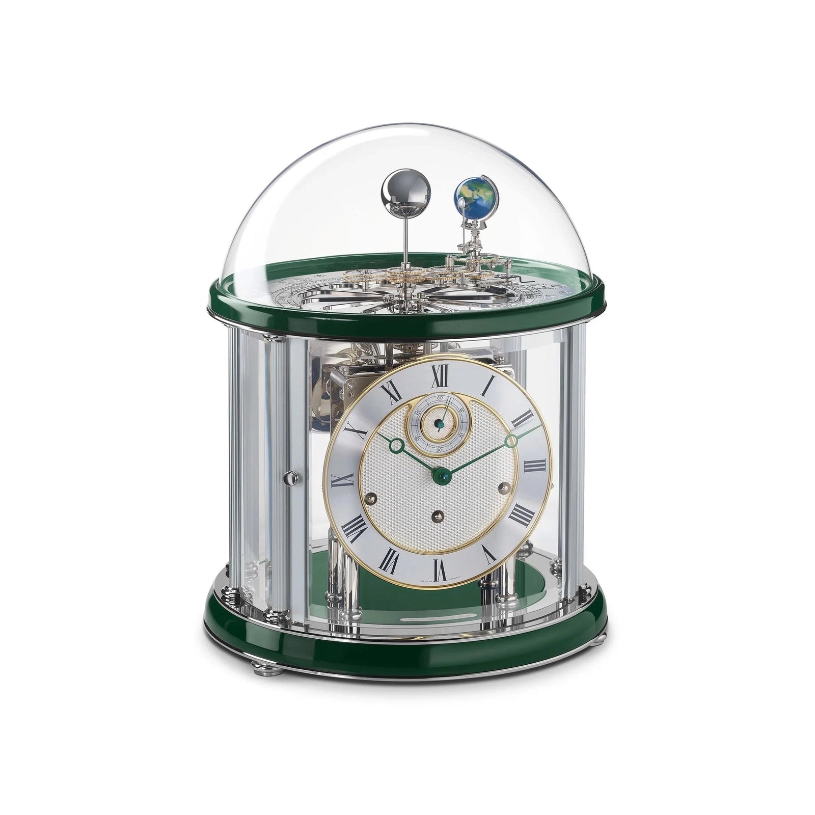 Hermle TELLURIUM Mechanical Table Clock #22823740352, Black, Red or Green