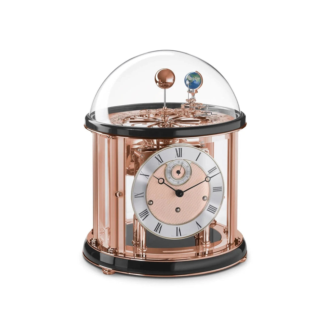 Hermle TELLURIUM Mechanical Table Clock #22824000352, Rose Gold, Black or White Base
