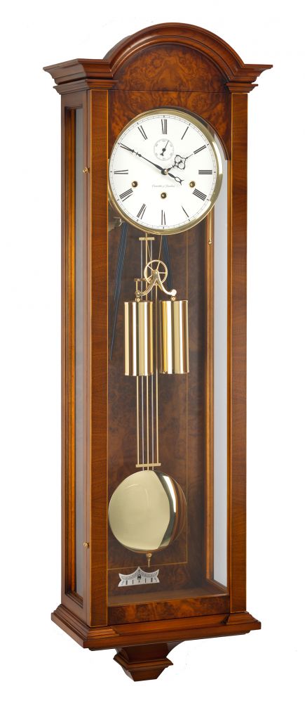 Comitti C3202CH Canterbury walnut wall clock angled view