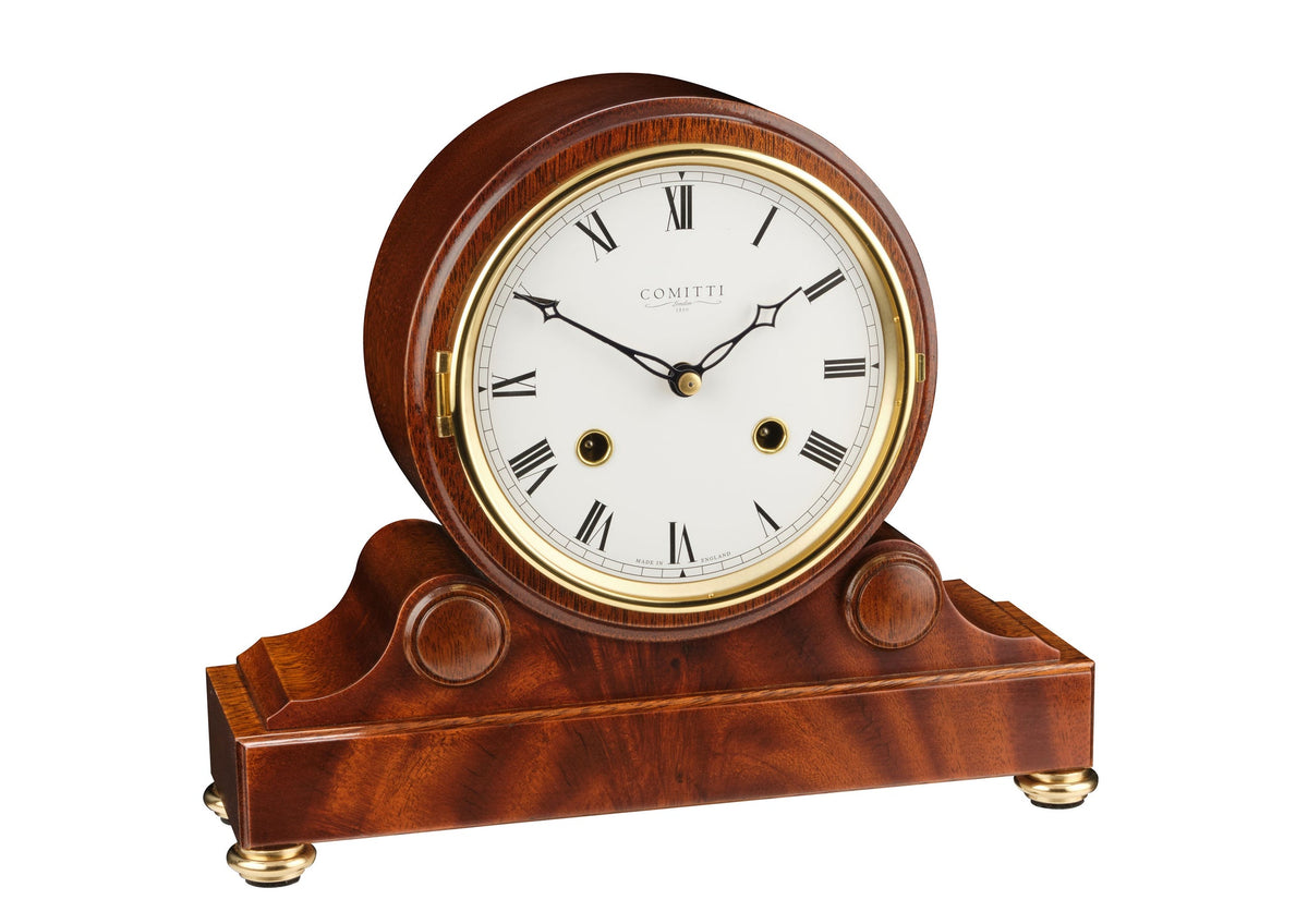 Comitti C4009S mahogany mantel clock angled view