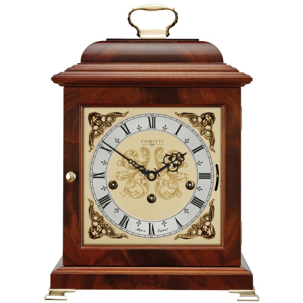 Comitti of London, The Georgian Basket Top Mantel Clock, Mahogany, C4311TCH