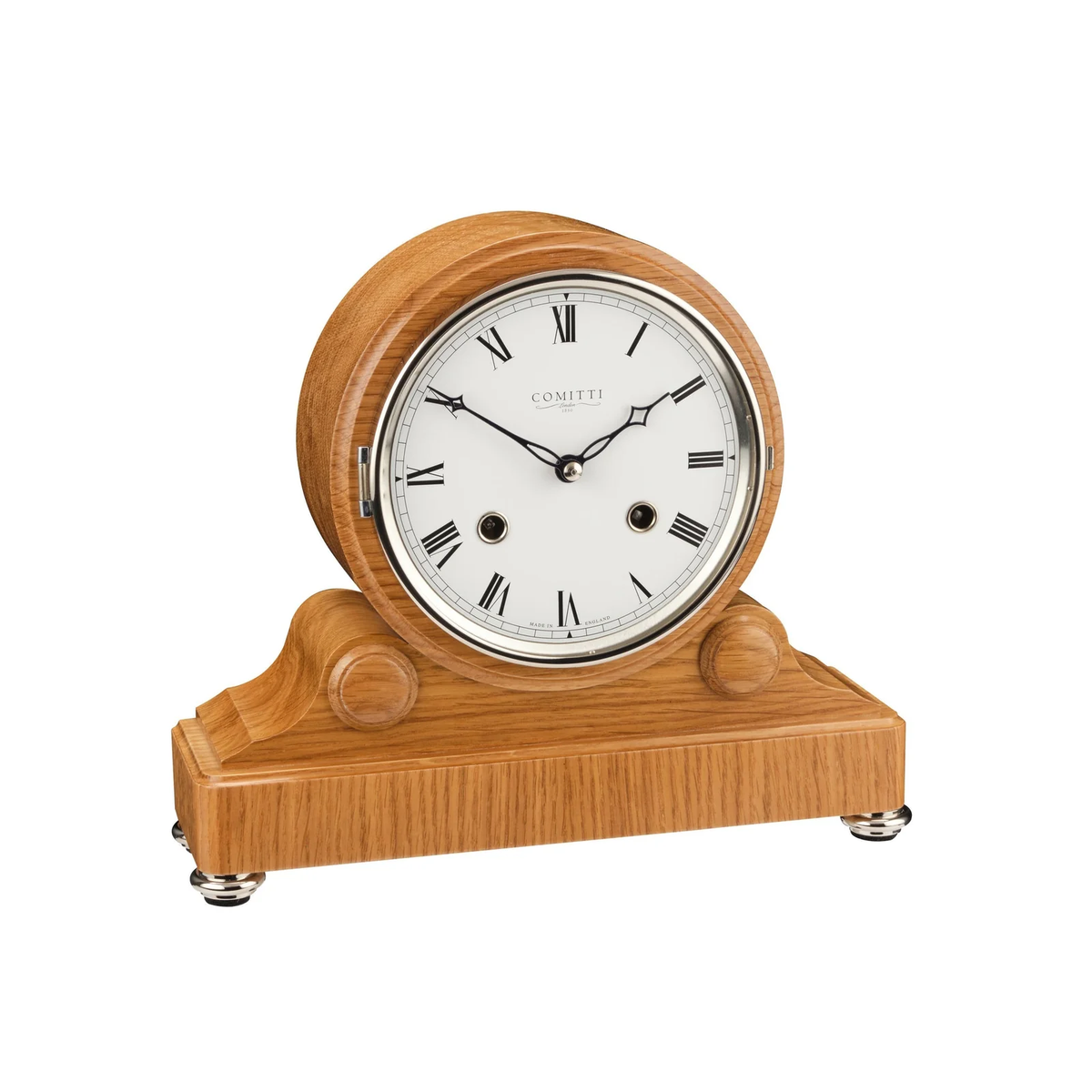 Comitti C4809S oak mantel clock full view