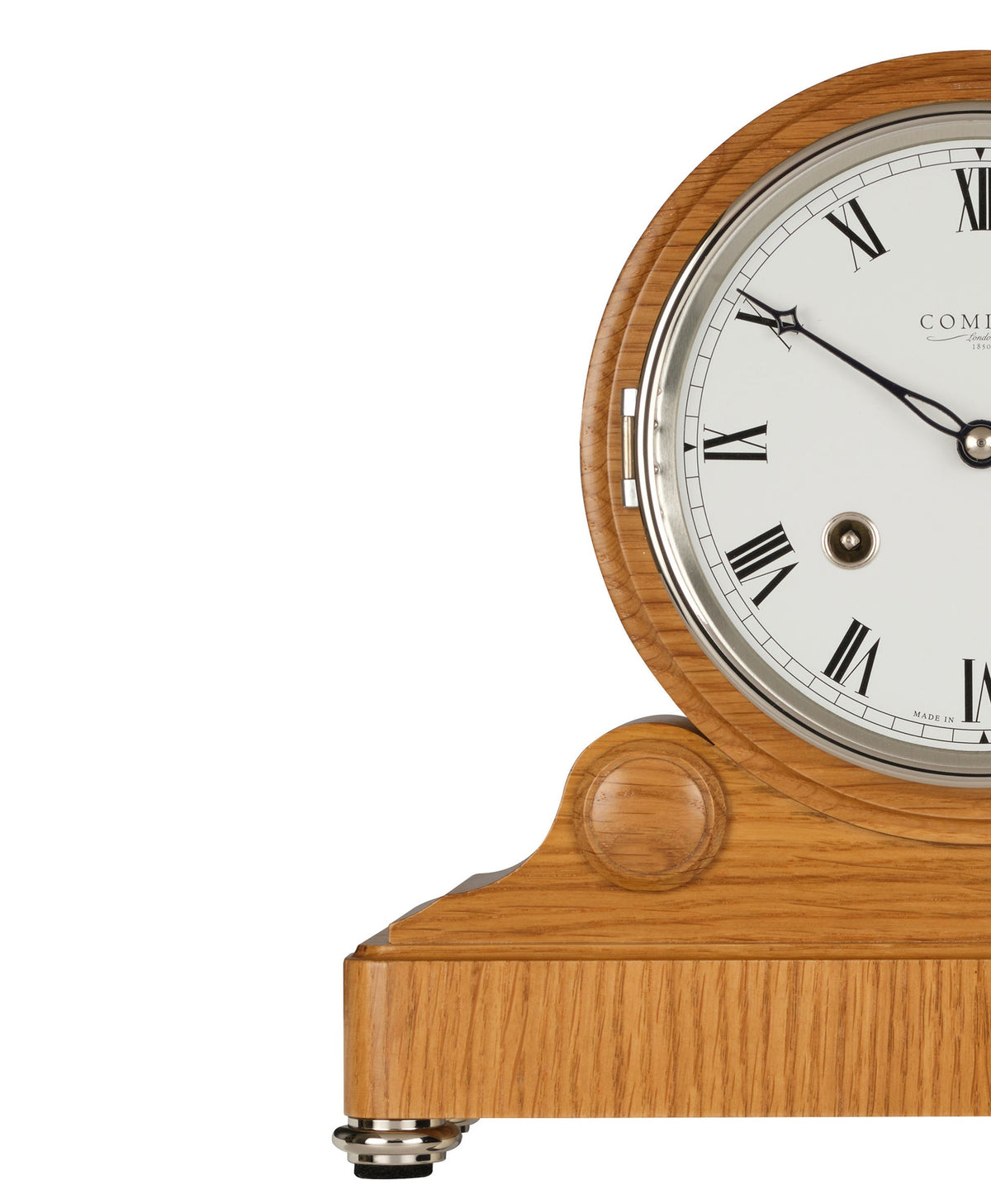 Comitti C4809S oak mantel clock detail