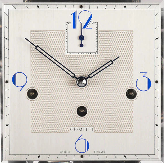 Comitti  Stratford c4927tchchb Table Clock, Chrome Plated, Blue Maple Base