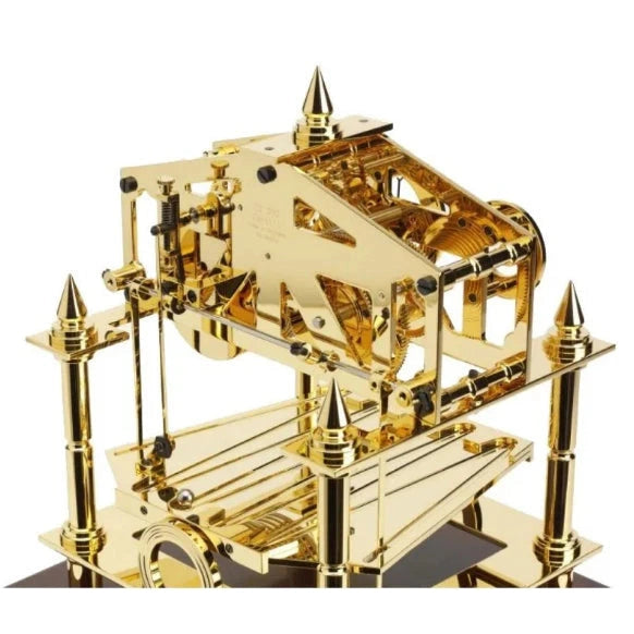 Comitti  s5073g - Congreve Table Clock with 24-Carat  Plated Movement and Mahogany Base