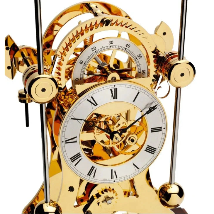 Comitti  Navigator s5076g Table Clock, Gold Plated, Fusee Drive with Mahogany Base