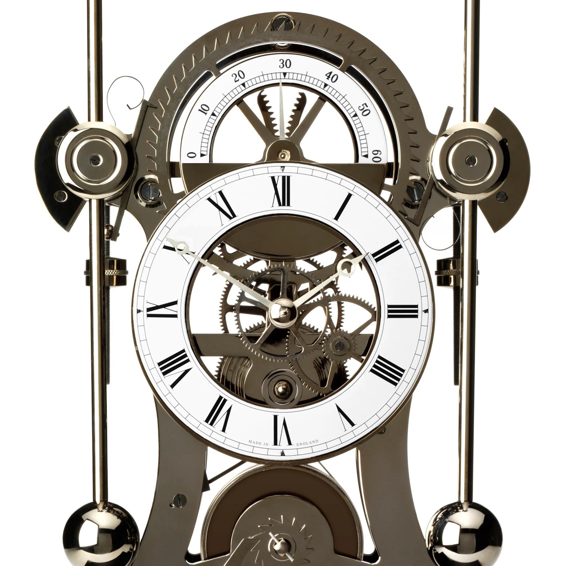 Comitti  Navigator S5666B Table Clock, Limited Edition, Black Rhodium Plated, Gloss Carbon Fibre Base.