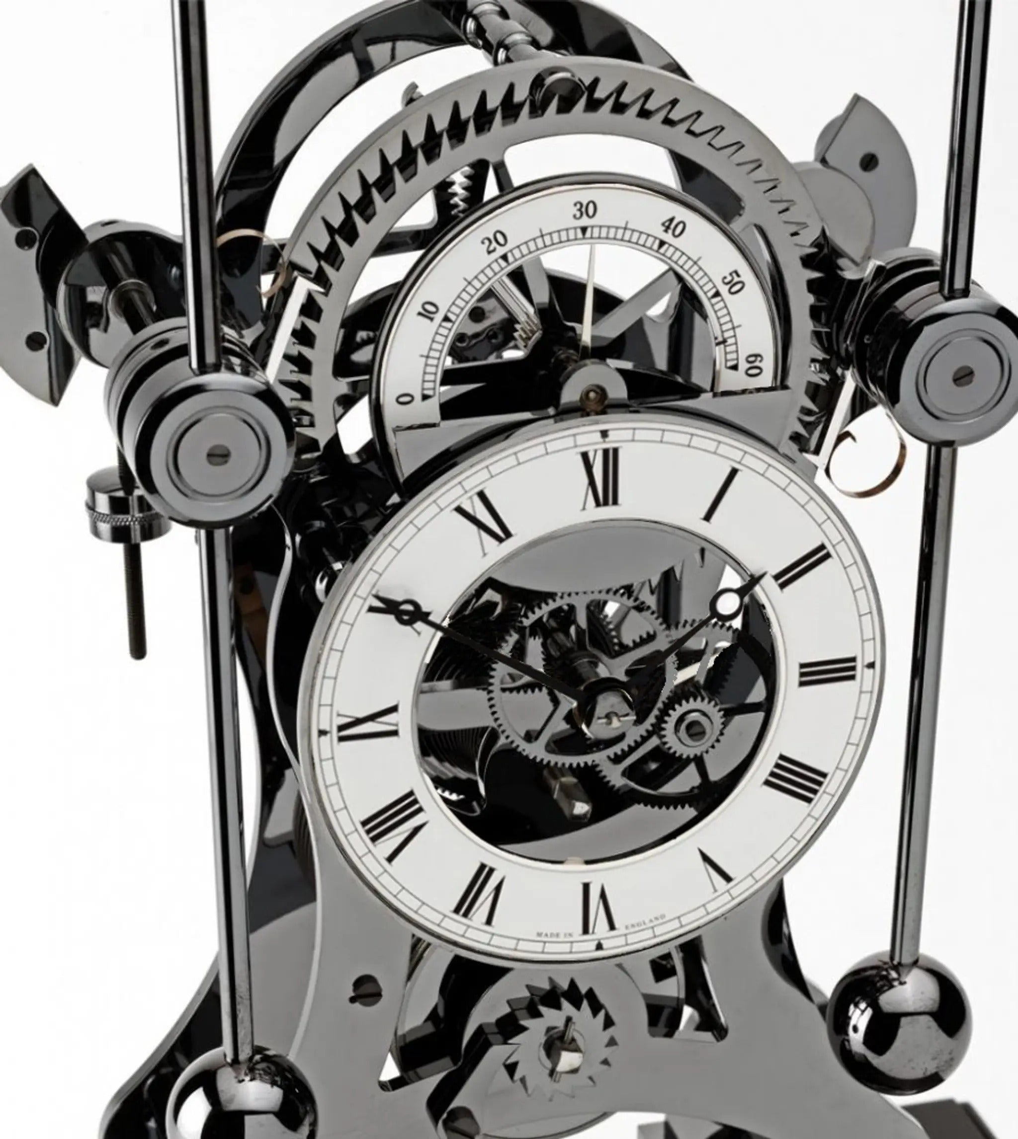 Comitti  Navigator S5666B Table Clock, Limited Edition, Black Rhodium Plated, Gloss Carbon Fibre Base.