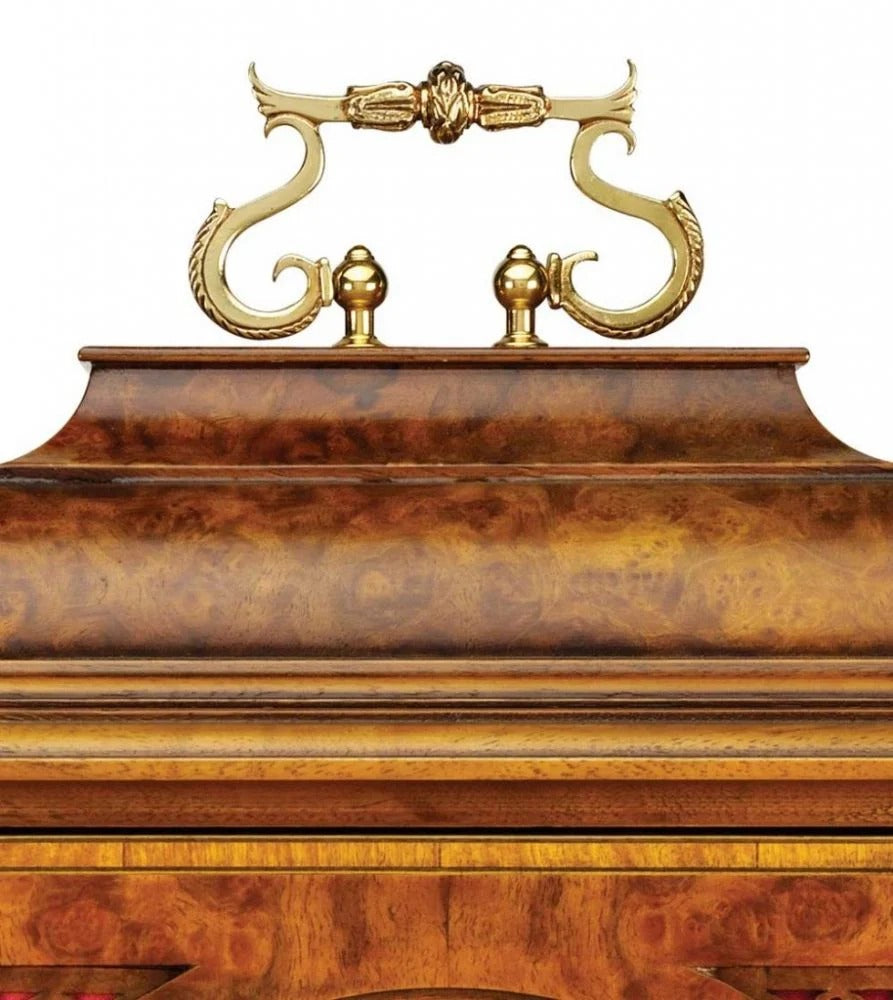 Comitti The Queen Anne - Triple chime 9 bell Table Clock, Burr Walnut, C4112TCH