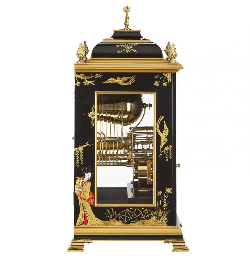 Comitti The Queen Anne in Chinoiserie (Geisha Artwork), Triple chime 9 bell Table Clock C4623TCH-B
