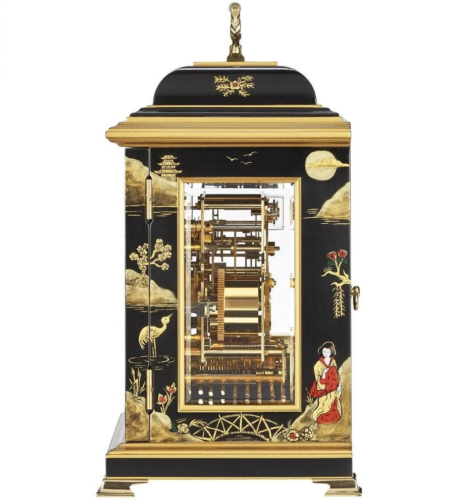 Comitti The Georgian Basket Top in Chinoiserie (Geisha Artwork), Triple Chime Table Clock C4613TCH-B