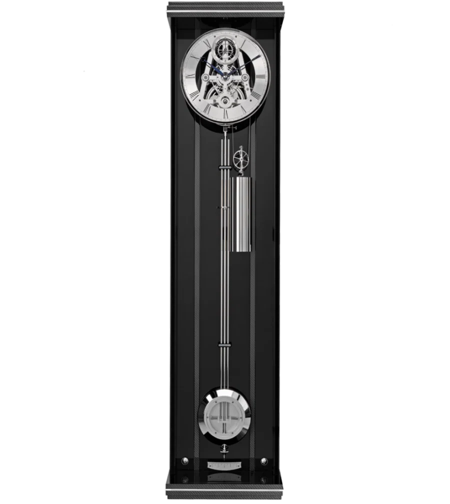 Comitti of London, THE ROYAL GREENWICH Regulator Wall CLock in Black Lacquer and Carbon Fibre, s3603s