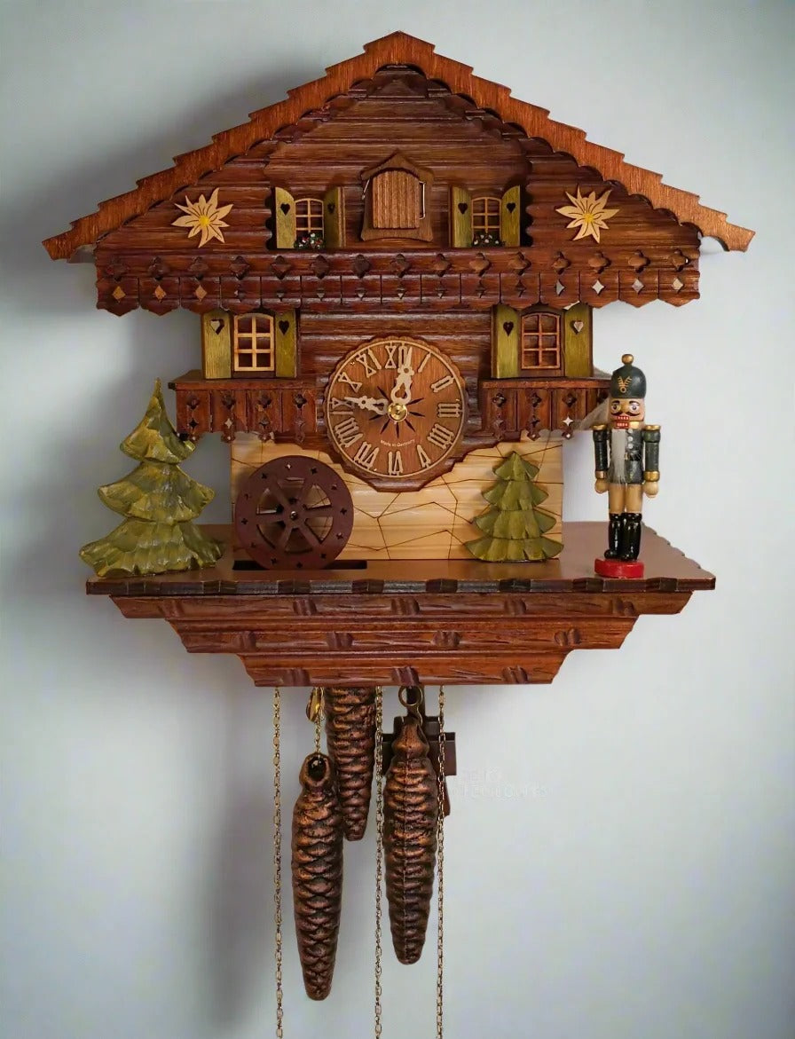 Sternreiter NUTCRACKER Black Forest 1-Day Mechanical Musical Cuckoo Clock #1393 with Traditional Bavarian chalet