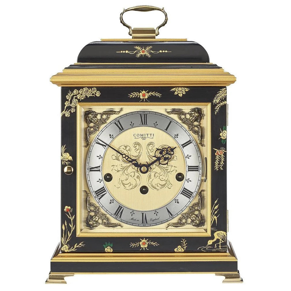 Comitti The Georgian Basket Top in Chinoiserie (Geisha Artwork), Triple Chime Table Clock C4613TCH-B