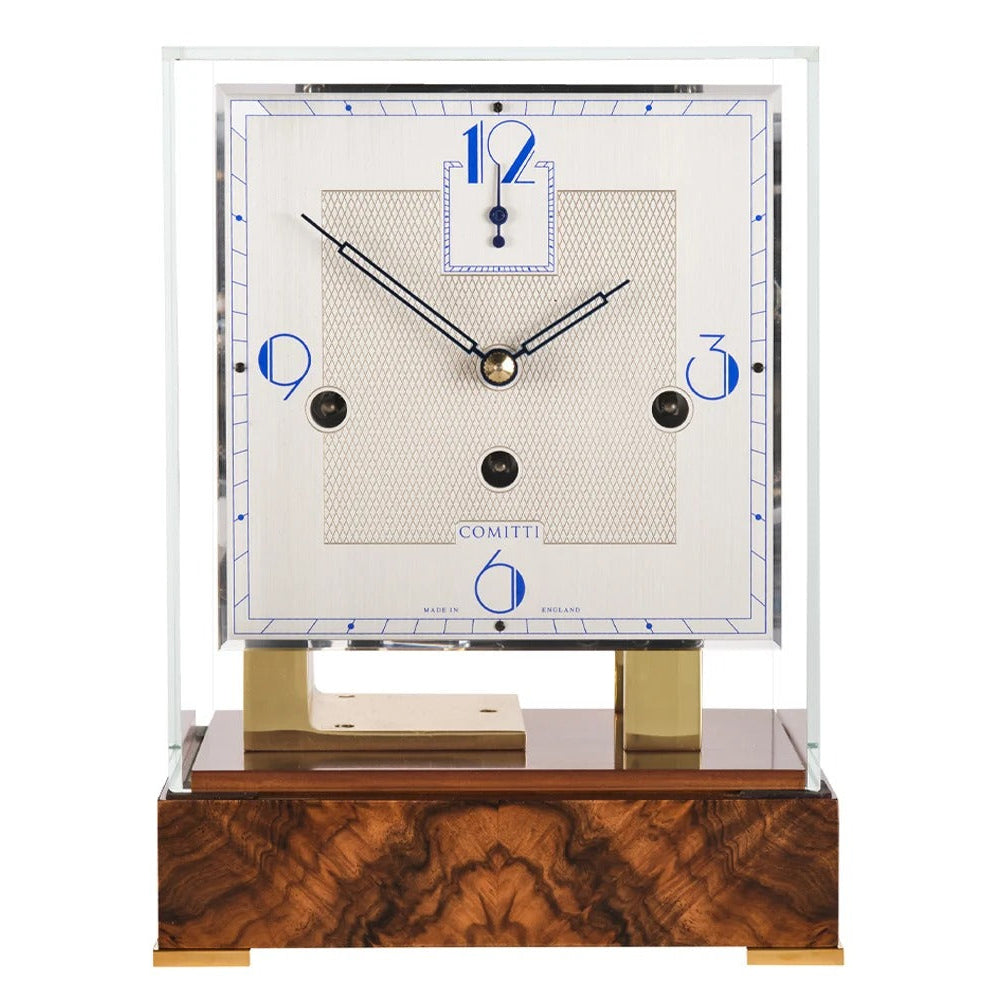 Comitti Stratford c4227tchbr Table Clock, Brass & Burr Walnut