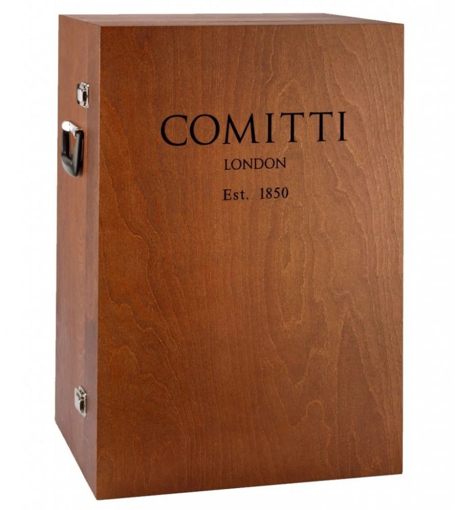 Comitti  Navigator S5666B Table Clock, Limited Edition, Black Rhodium Plated, Gloss Carbon Fibre Base.